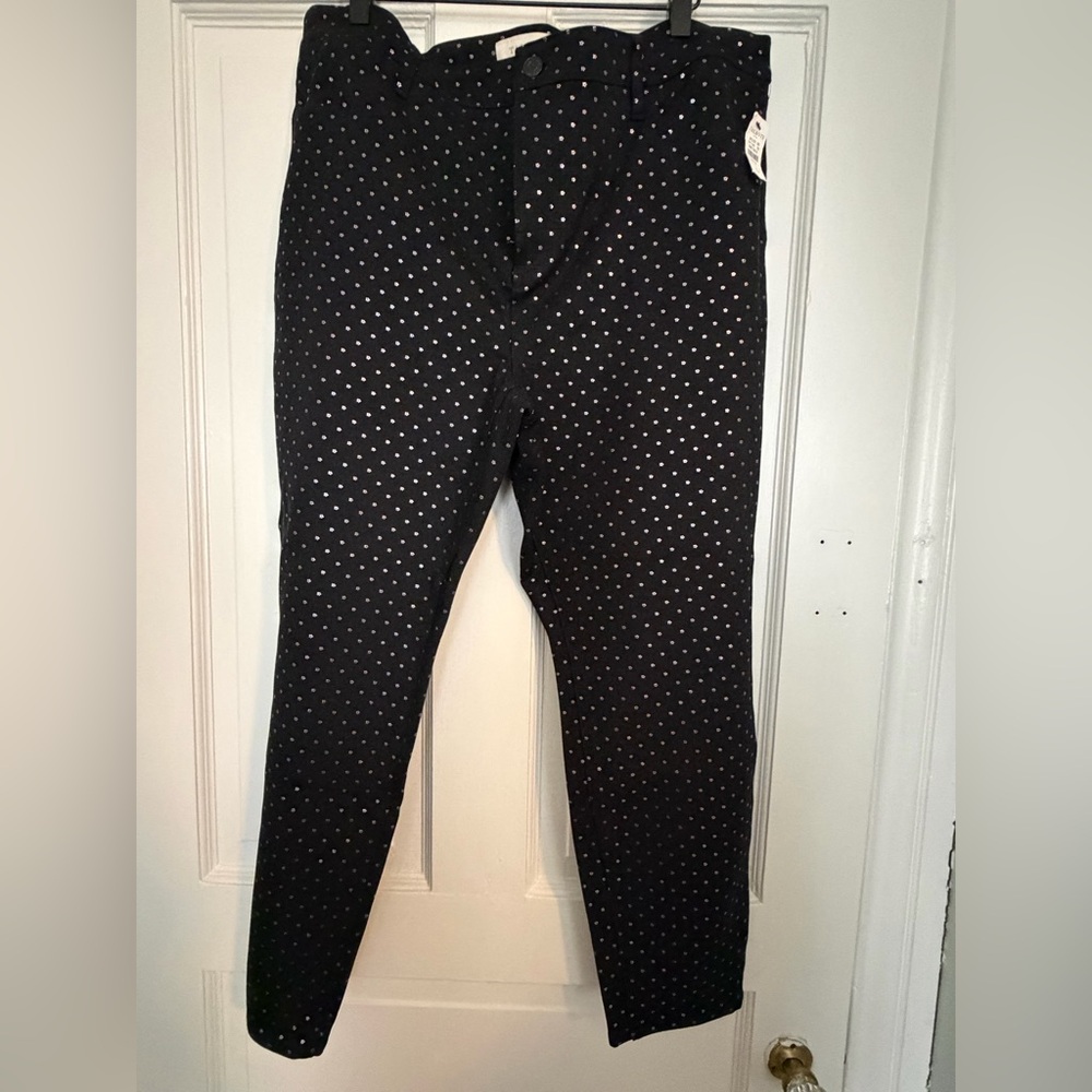 Talbots Black Pants with Silver Dots